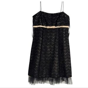 Betsy & Adam by Linda Bernell c Black Lace Dress with Bow Detail